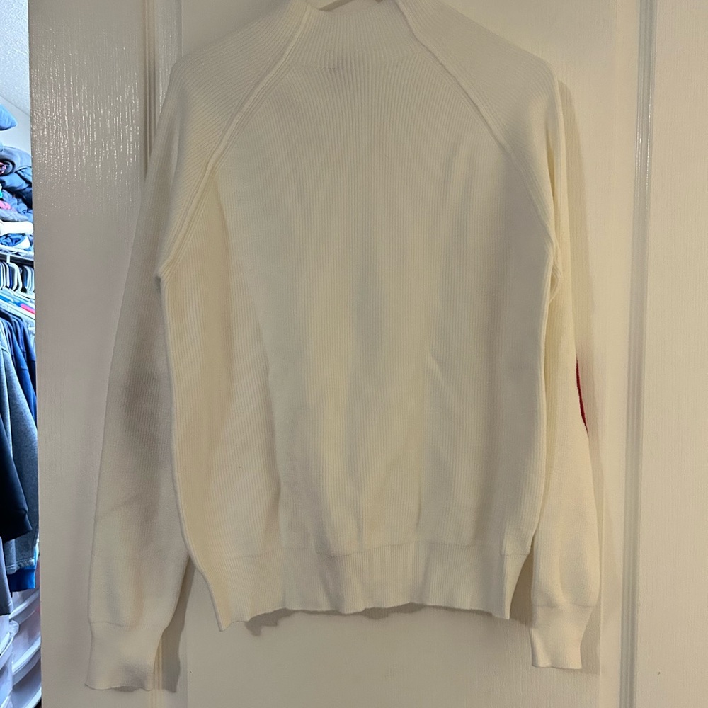 NWT White Heart Elbow Patch Sweater